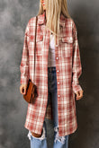 Plaid Print Button Long Shacket