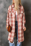 Plaid Print Button Long Shacket