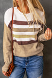 Crew Neck Striped Long Sleeve Sweater