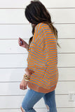 Pink Stripe Casual Stripe Colorblock Drop Shoulder Oversize Sweatshirt