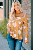 Cold Shoulder Long Sleeve Floral Top