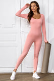 Scoop Neck Long Sleeve Seamless Yoga Jumpsuit