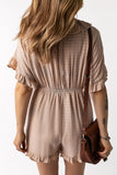 Ruffled High Waist Short Sleeve V Neck Romper