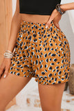 Leopard Print Ruffle Elastic Waist Shorts