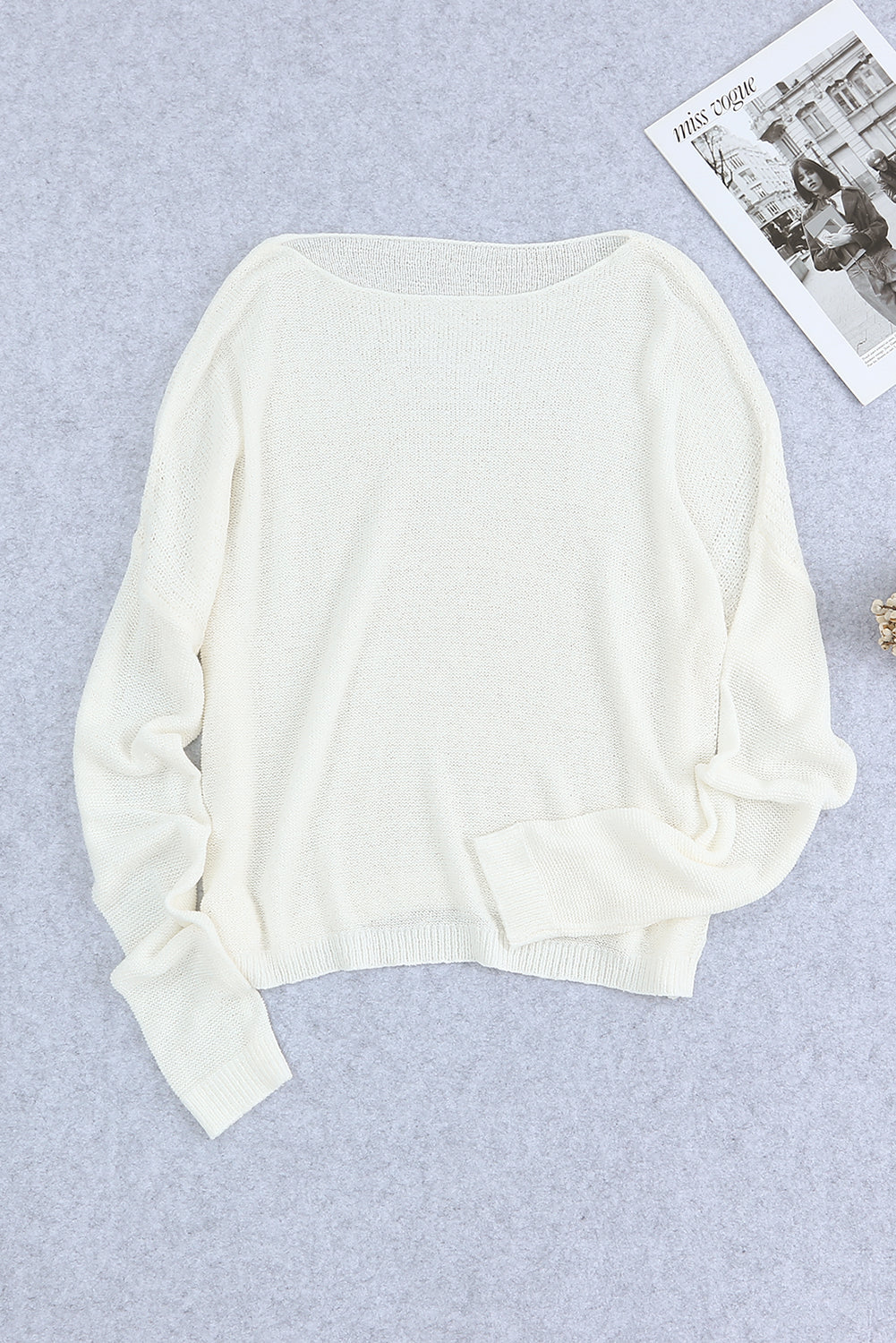 Solid Drop Shoulder Pullover Sweater