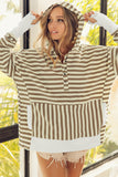 Striped Contrast Thumbhole Oversized Hoodie