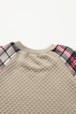 Brown Plaid Raglan Sleeve Sweatshirt