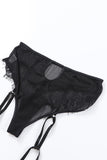 Ensemble de Lingerie Noir en Maille et Dentelle Patchwork Grande Taille