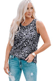 Leopard Print Crew Neck Tank Top