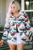 Aztec Print Button-up Turn Down Collar Shacket