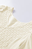 V-Neck Crochet Detail Babydoll Top