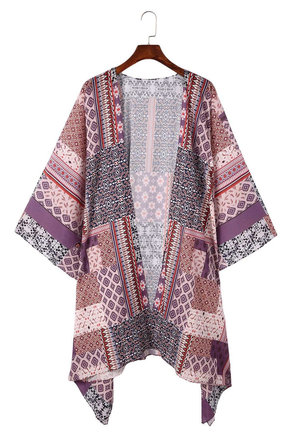 Geometric Print Open Front Kimono