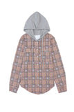 Plaid Contrast Hooded Drawstring Shacket