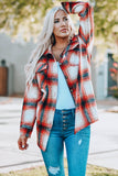 Turn down Neck Plaid Pocket Button Closure Coat