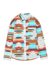 Aztec Print Buttoned Pocket Chest Long Sleeve Shirt