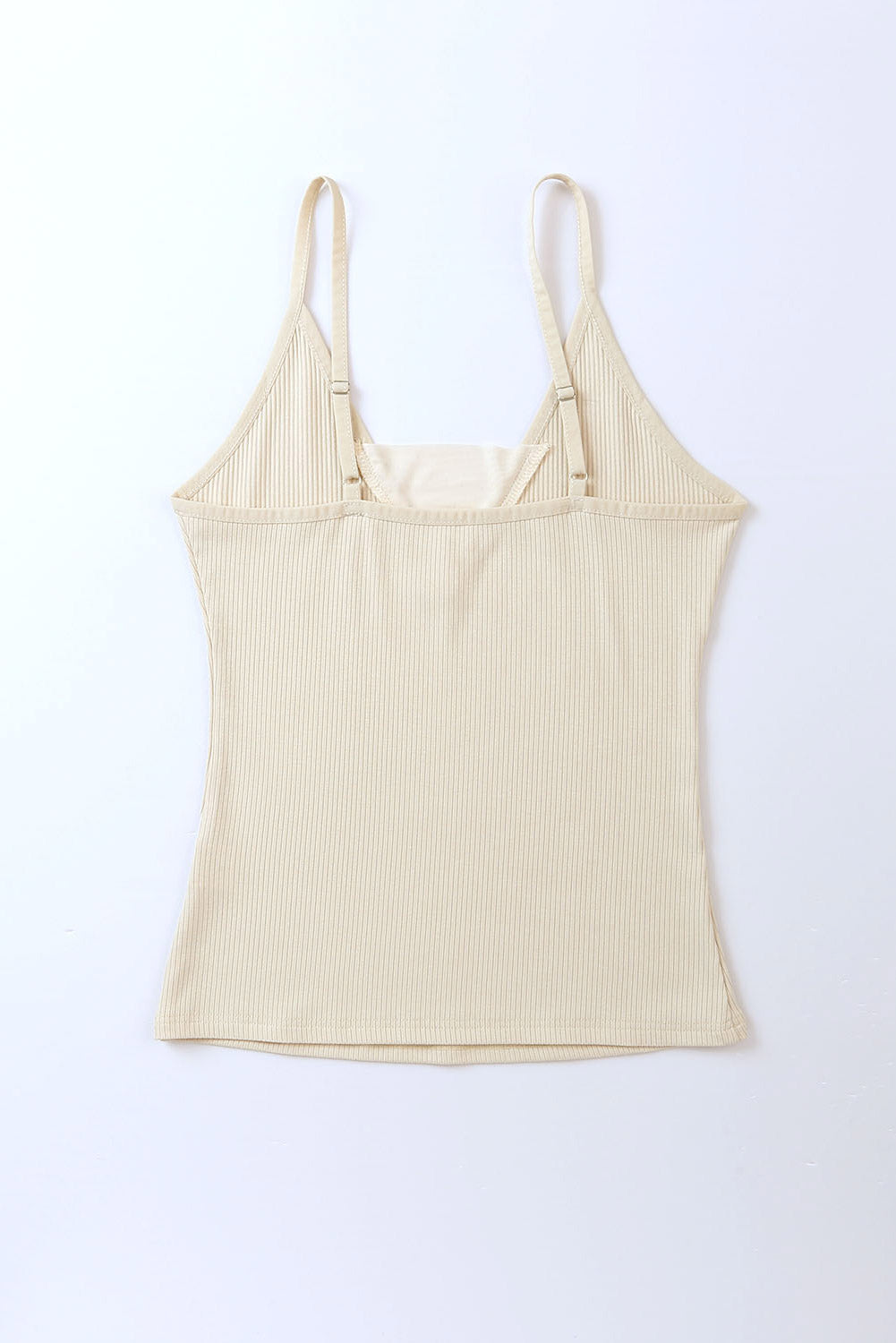 Mesh Patch V Neck Ribbed Knit Tank Top