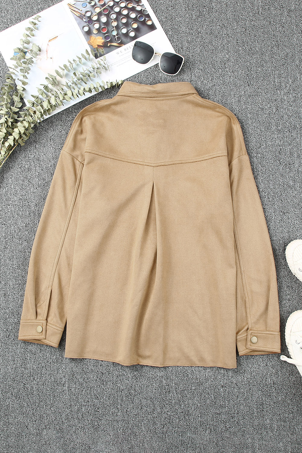 Snap Button Up Suede Jacket