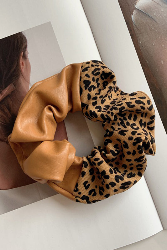 PU Leather Leopard Patchwork Hair Tie