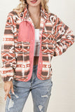 Western Colorblock Snap Buttoned Sherpa Jacket