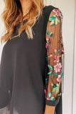 Floral Embroidered Sleeve Blouse