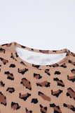 Pink Animal Print Stitching Loose Long Sleeve Top