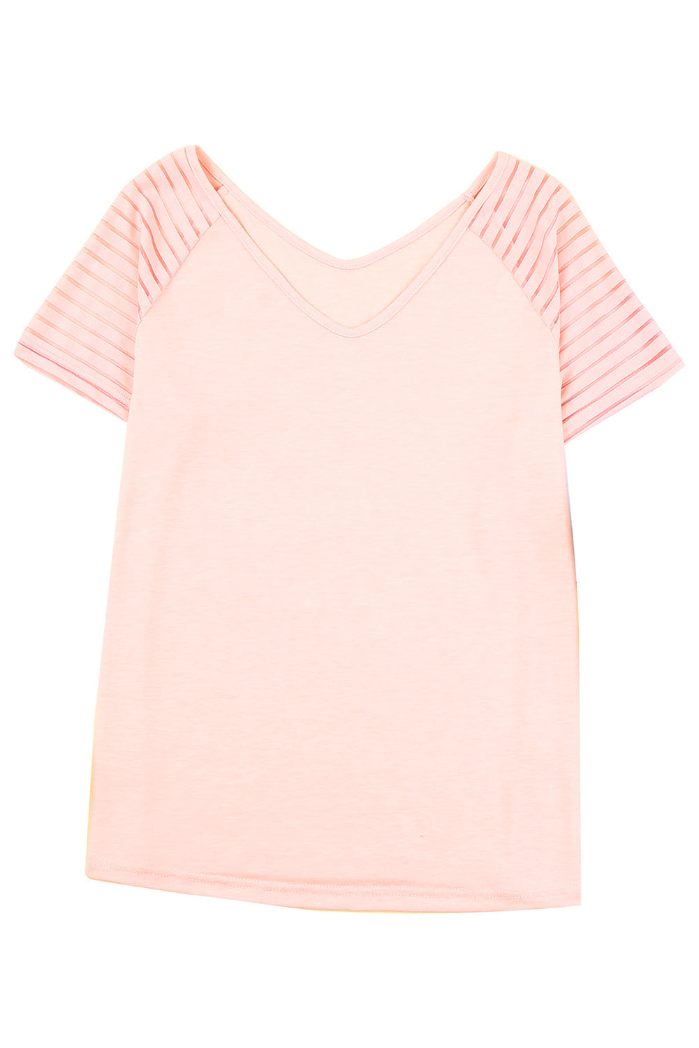 T-shirt rayé rose à manches raglan 