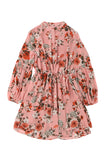 Vintage Floral Print Drawstring Flowy Dress