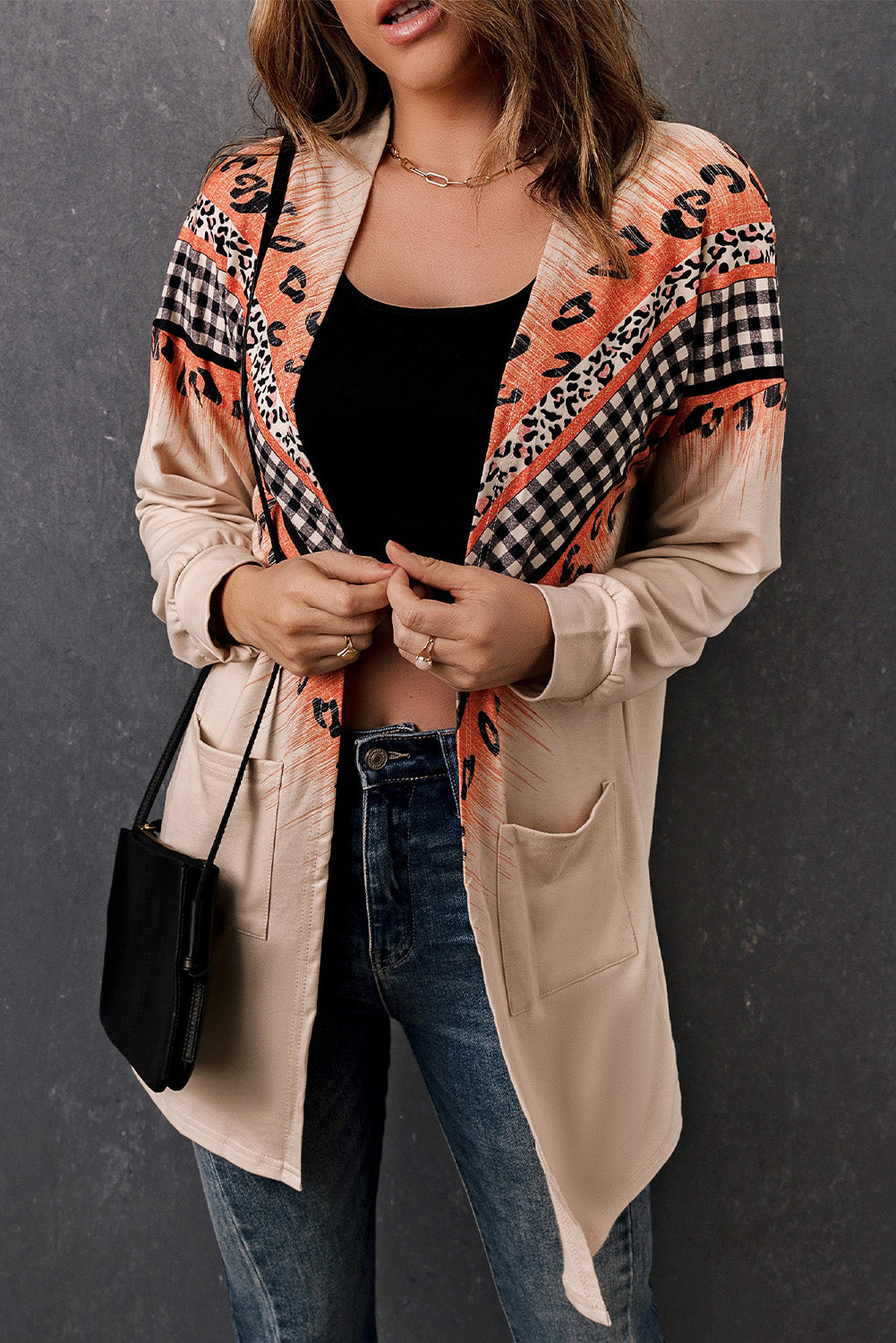 Plaid Leopard Chevron Cardigan