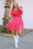 Crossover Smocked Flutter Sleeve Mini Dress