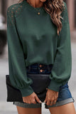 Khaki Lace Long Sleeve Textured Pullover