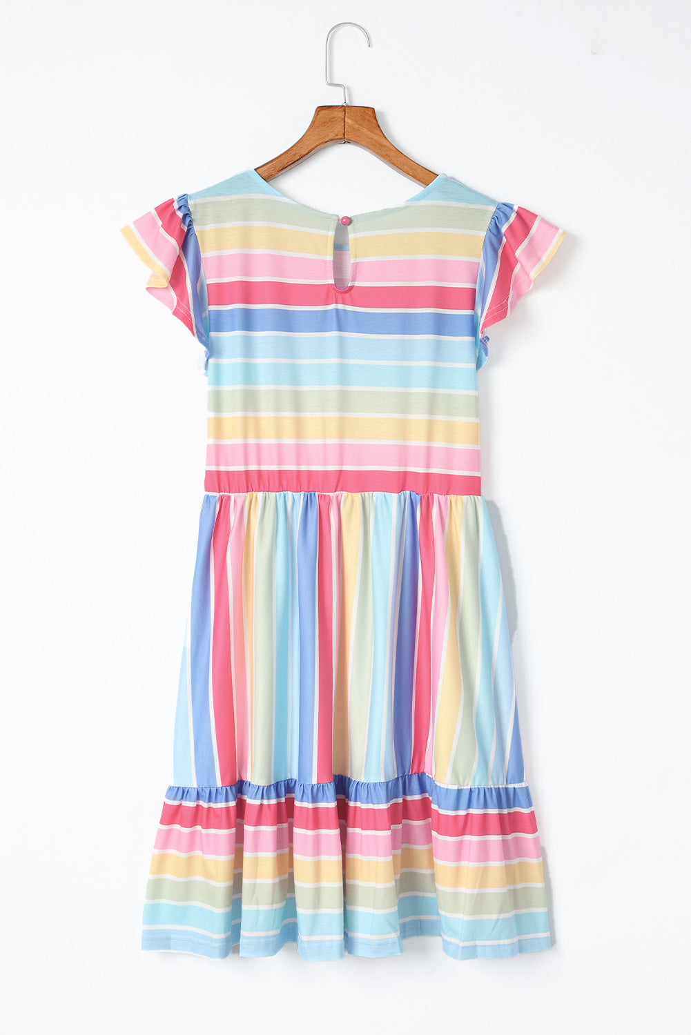 Striped Ruffle Flared Babydoll Dress