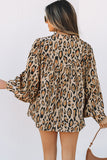 Jet Stream Oversized Leopard Print Balloon Sleeve Casual Shirt