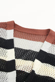 Striped Color Block Hollowed Knit Cardigan