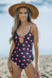 Sweet Heart Print Cut out Backless One-piece Swimwear