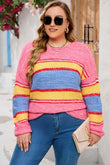 Plus Size Stripe Oversized Sweater