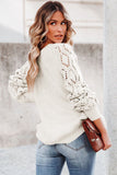 Hollow-out Puffy Sleeve Knit Sweater