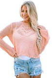 Hollowed Eyelets Knit Bell Sleeve Sweater