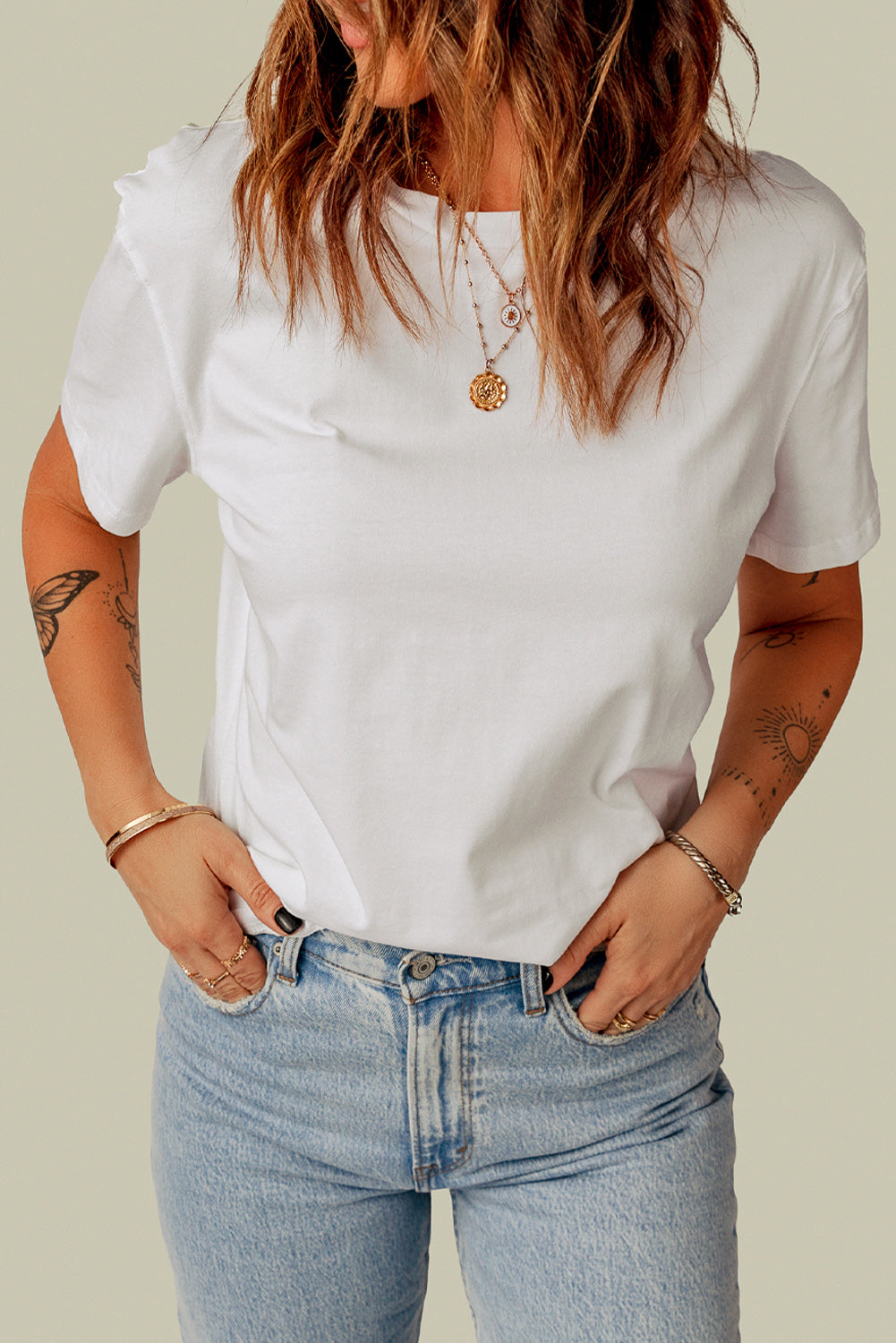 Plain Crew Neck Short Sleeve Tee