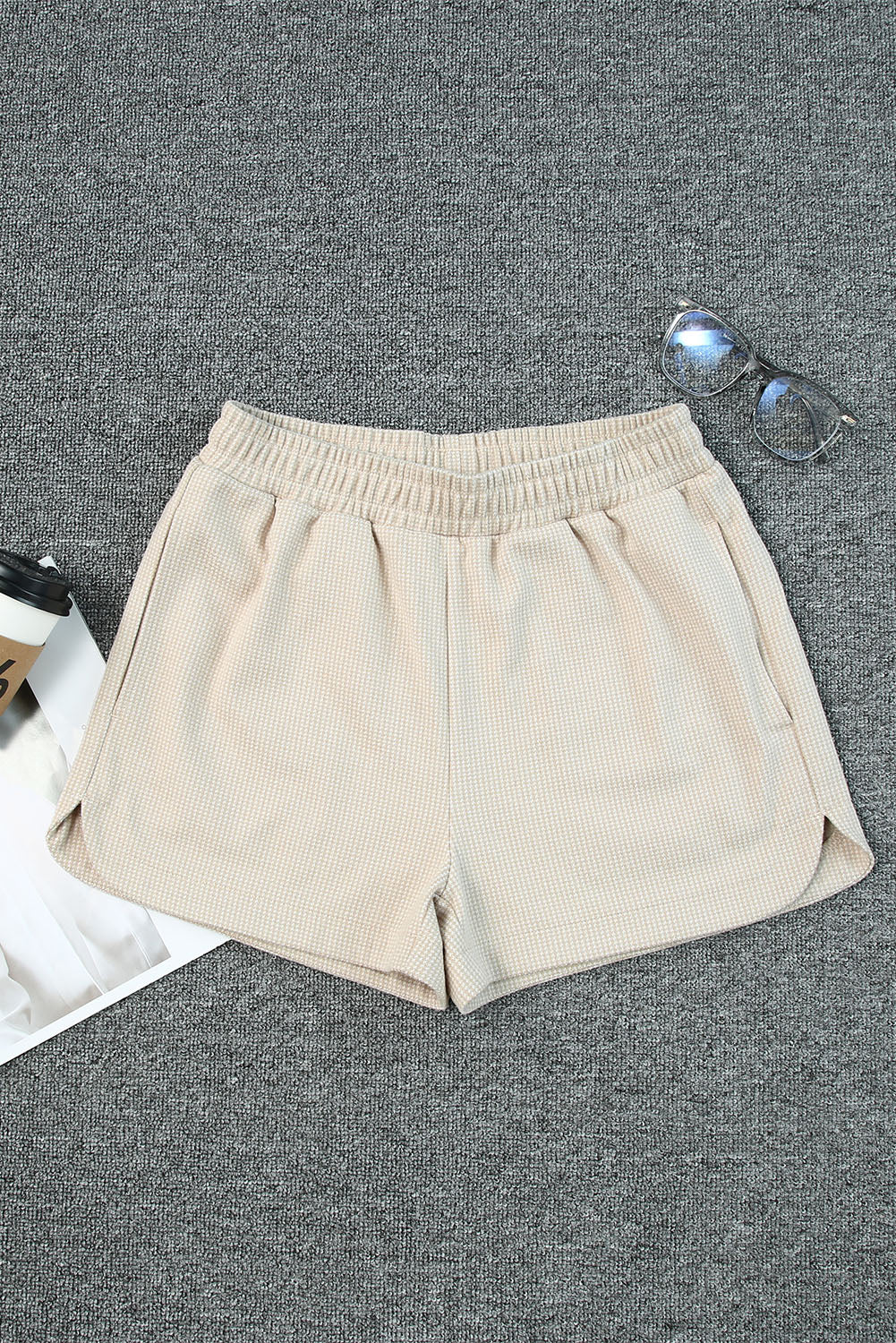 Tweed Wide Elastic Band High Waist Shorts