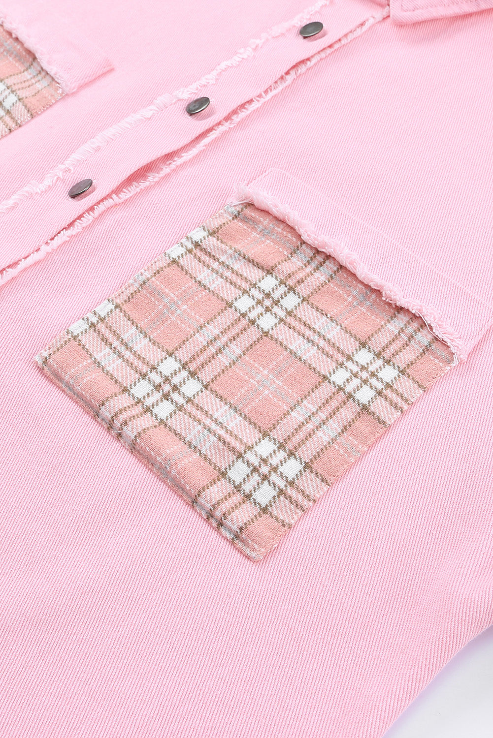 Plaid Patchwork Raw Hem Shacket