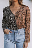 Spliced Print Wrap Long Sleeve Bodysuit