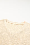 Pull beige uni flou à col en V