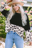 Leopard Color Block Long Sleeve Top