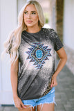 Aztec Geometric Leopard Print Short Sleeve T Shirt