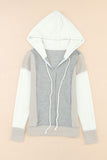 Long Sleeve Textured Knit Patchwork Hoodie