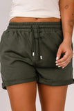 Tie Waist Side Pockets Cuffed Lounge Shorts