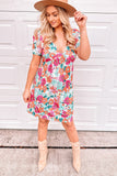 Floral Print Tie Back Short Sleeve Dress