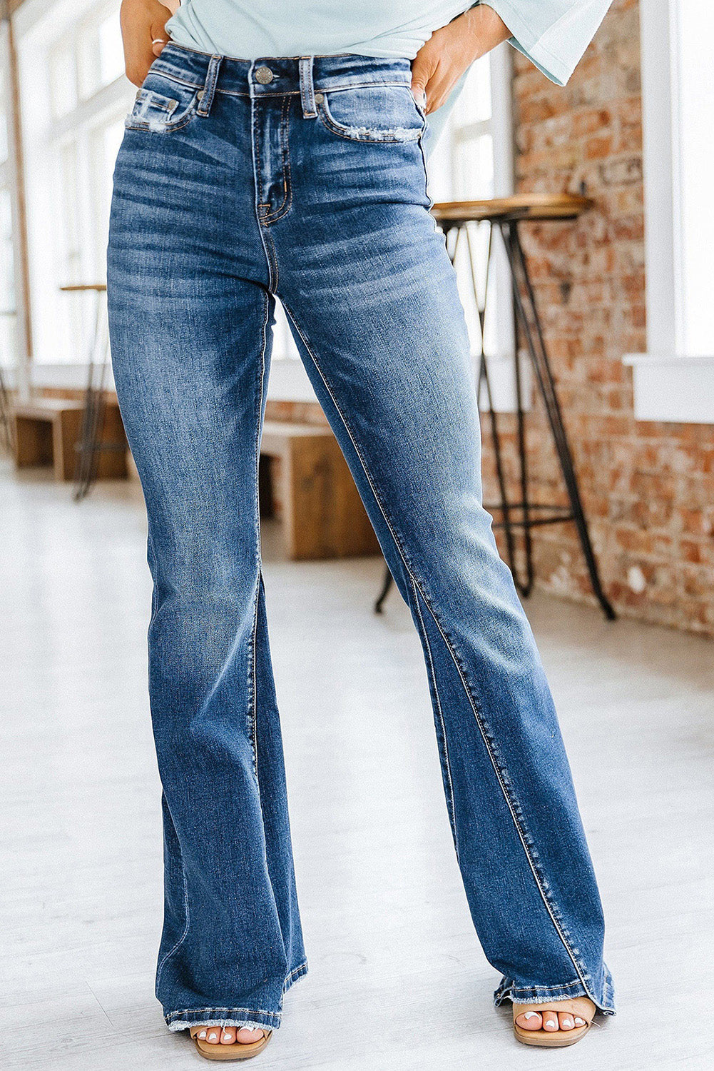 Medium Wash High Rise Flare Jeans