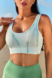 Ribbed Trim Tie Dye Cropped Gym Top