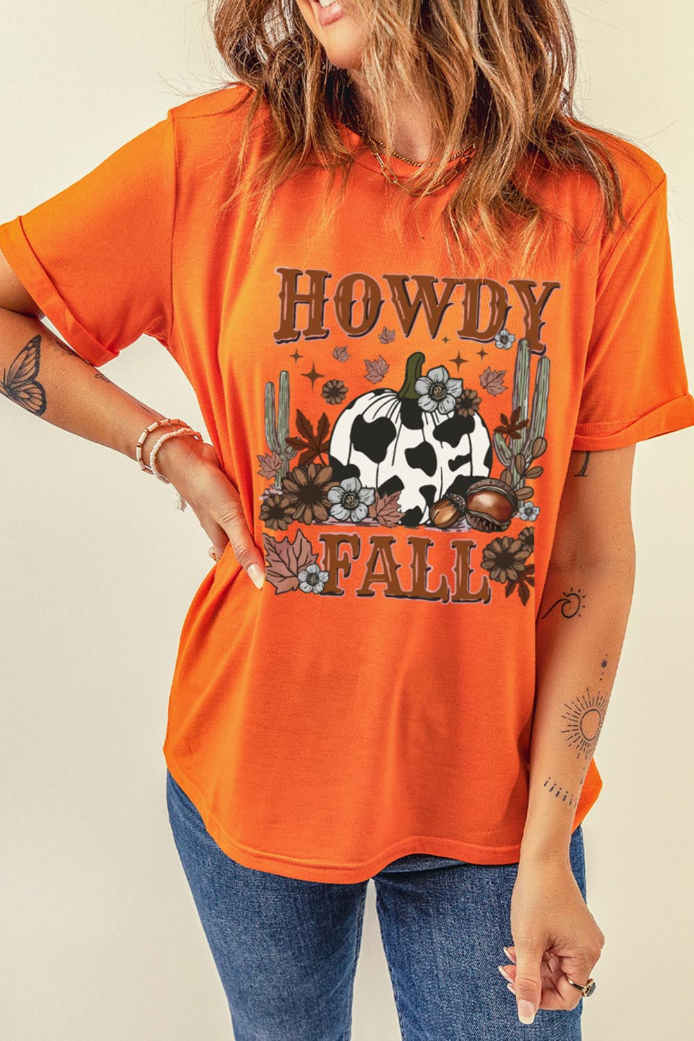 T-shirt graphique Orange HOWDY FALL Western Pumpkin 